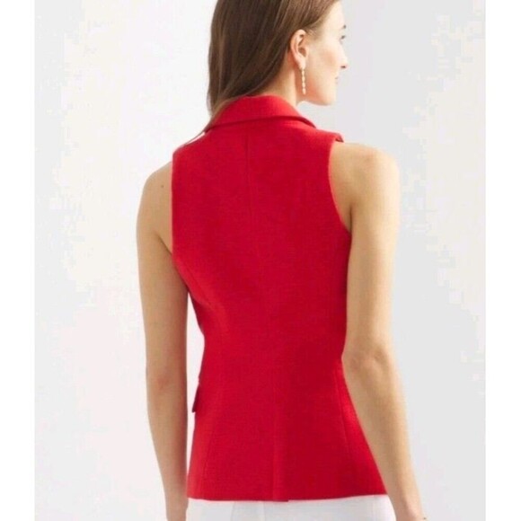 White House Black Market WHBM Textured Tweed Studio Vest Blazer Red Size 18 NWT - Picture 3 of 11
